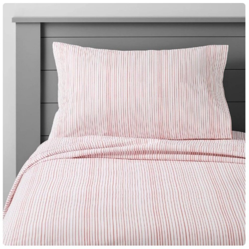 Pillowfort Red & White Striped 3 Pc Sheet Set, Twin Size